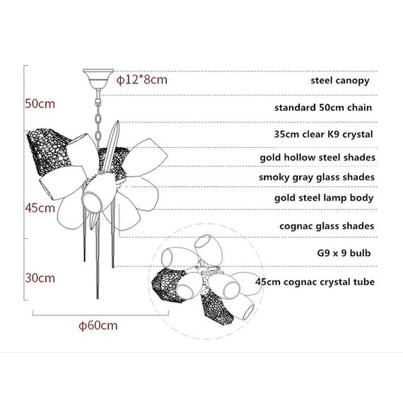 Delight Collection 8898P/AS gold/smoky Люстра, изображение 8