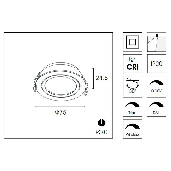 Delight Collection DA8303DR Встраиваемый светильник O7.5, изображение 3