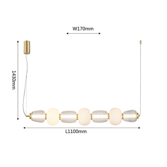 Favourite 4057-3P, подвесная люстра, L1100xW170xH230/1430, LEDx47W, 3258LM, 3000K, included, изображение 3