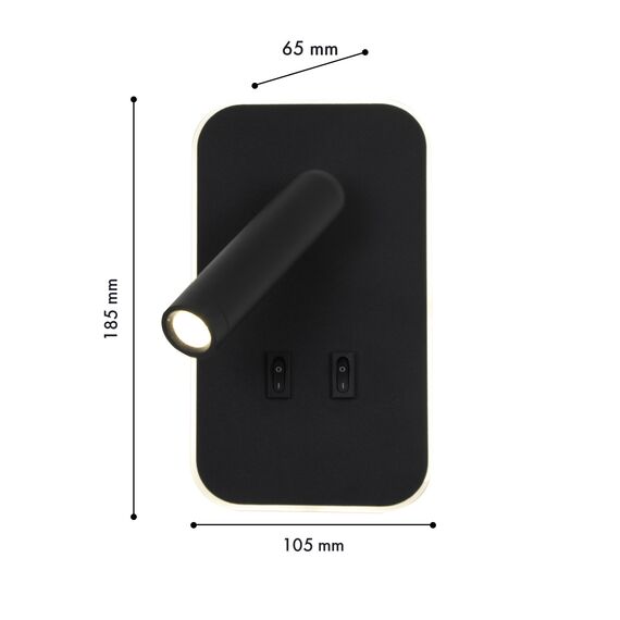Favourite 4497-2W, настенный светильник, D65xW105xH185, LEDx3W + LEDx5W, 480LM, 4000K, included, switch, изображение 2