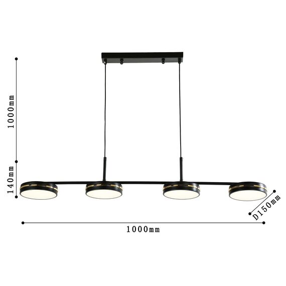 F-Promo 4042-4P, подвесная люстра, L1000xW150xH140/1140, 4xLEDx12W, 3840LM, 4000K, included, изображение 3