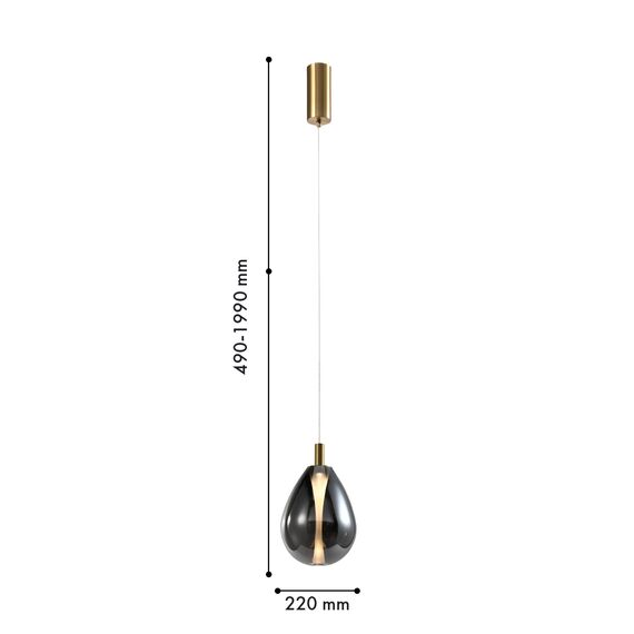 Favourite 4255-2P, подвес, D220xH490/1990, LEDx4.3W, 520LM, 4000K, included, изображение 2