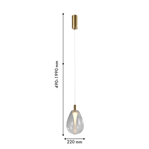 Favourite 4257-2P, подвес, D220xH490/1990, LEDx4.3W, 520LM, 4000K, included, изображение 2