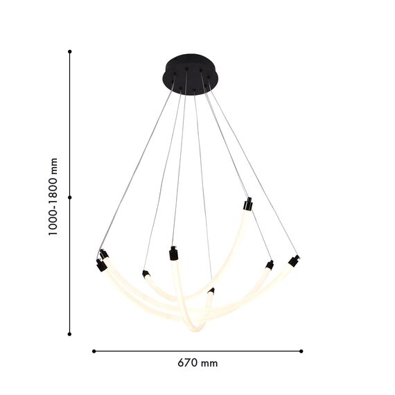 F-Promo 4468-4P, подвесная люстра, D670xH1000/1800, LEDx36W, 3330LM, 3000-6500K, included, remote control, изображение 2