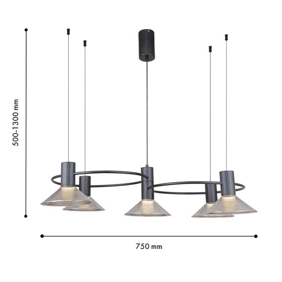 F-Promo 4622-5P, подвесная люстра, L750xW500xH500/1300, 5xLEDx6W, 2400LM, 3000K, included, изображение 3