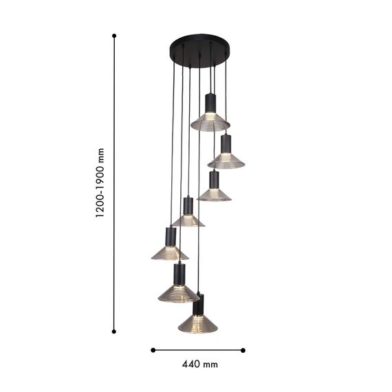 F-Promo 4622-7P, подвесная люстра, D440xH1200/1900, 7xLEDx6W, 3360LM, 3000K, included, изображение 3