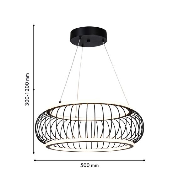 F-Promo 4435-2P, подвесная люстра, D500xH300/1200, LEDx40W, 4300LM, 3000-6000K, included, remote control, изображение 3