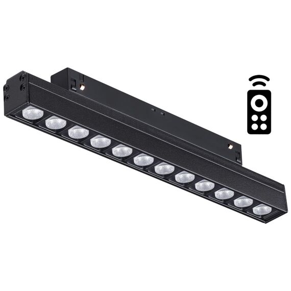 NOVOTECH 358622 SHINO NT21 064 черный Трековый низковольтный Светильник диммируемый с ДУ, со сменой цв.температуры IP20 LED 3000~6500К 12W 48V FLUM