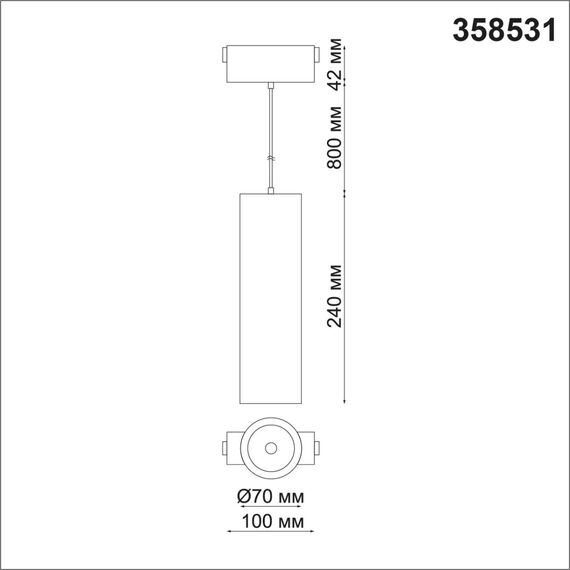 NOVOTECH 358531 SHINO NT21 059 черный Трековый светильник для низковольного шинопровода, длина провода 1м IP20 LED 4000K 30W 48V KIT, изображение 2