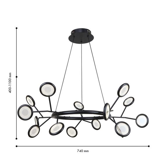 F-Promo 4252-15P, подвесная люстра, D740xH400/1100, 15xLEDx3W, 3825LM, 4000K, included, изображение 3