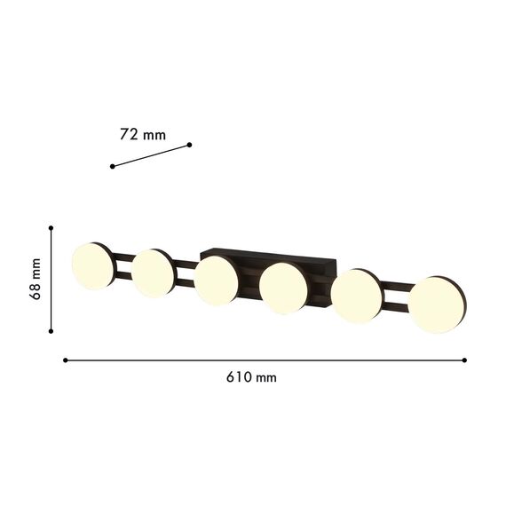 F-Promo 4601-1W, настенный светильник, D70xW610xH70, 6xLEDx2W, 1080LM, 3000K, included, изображение 3