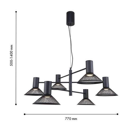 F-Promo 4623-6P, подвесная люстра, D770xH500/1400, 6xLEDx6W, 3960LM, 3000K, included, изображение 3