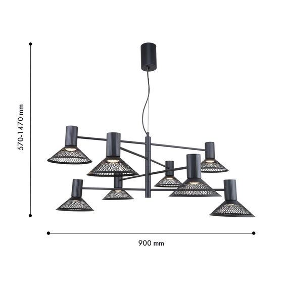 F-Promo 4623-8P, подвесная люстра, D900xH570/1470, 8xLEDx6W, 5280LM, 3000K, included, изображение 3