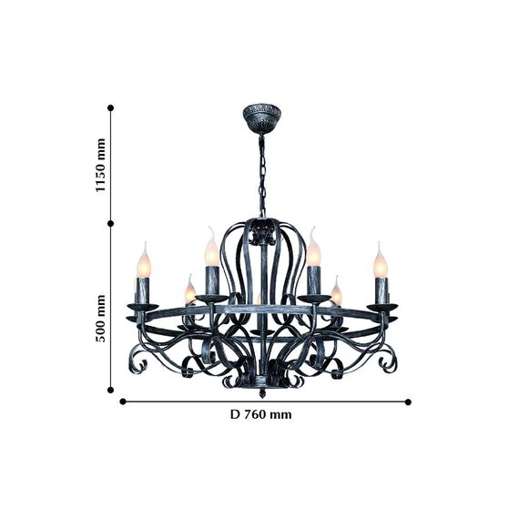F-Promo 2162-9P, люстра подвесная, D760xH500/1200, 9xE14x40W, excluded, изображение 4
