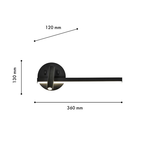 F-Promo 4169-2W, настенный светильник, D120xW360xH130, LEDx7W + 1xLEDx3W, 450LM, 4000K, included, switch, изображение 3
