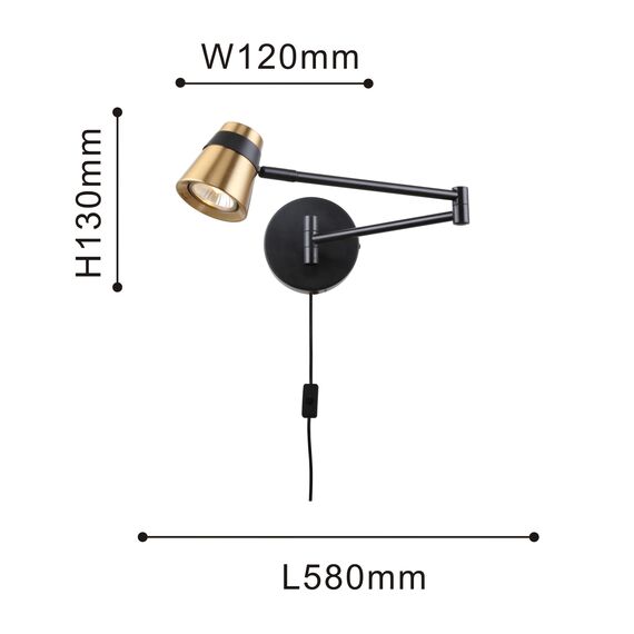 F-Promo 4223-1W, настенный светильник, D580xW120xH130, 1xGU10x35W, excluded, switch, изображение 2