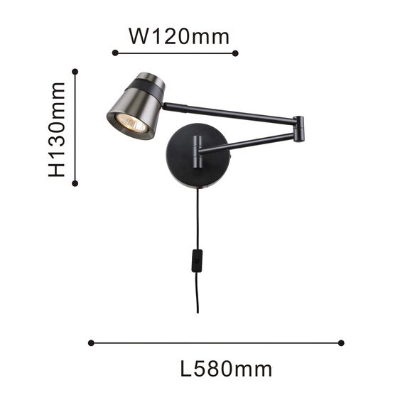 F-Promo 4224-1W, настенный светильник, D580xW120xH130, 1xGU10x35W, excluded, switch, изображение 2