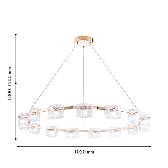 Favourite 4248-15P, подвесная люстра, D1020xH1300/1500, 15xLEDx4.6W, 1800LM, 4000K, included, изображение 2