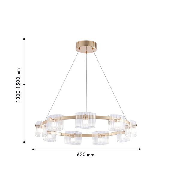 Favourite 4248-9P, подвесная люстра, D620xH1300/1500, 9xLEDx5.5W, 1080LM, 4000K, included, изображение 2