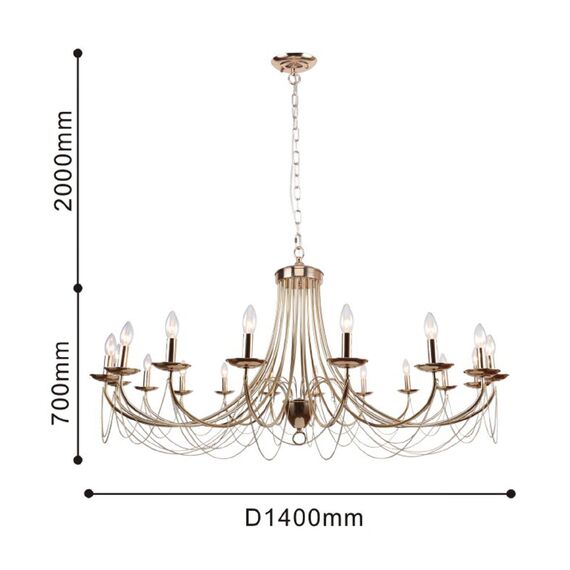 F-Promo 2591-18P, подвесная люстра, D1400xH700/2700, 18xE14x40W, excluded, изображение 3