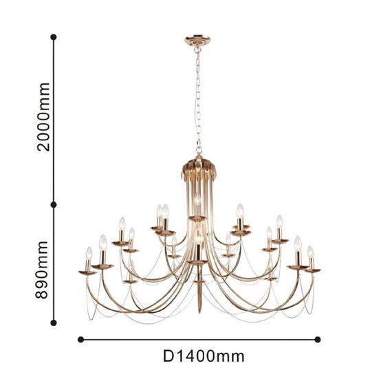 F-Promo 2591-20P, подвесная люстра, D1400xH890/2890, 20xE14x40W, excluded, изображение 3