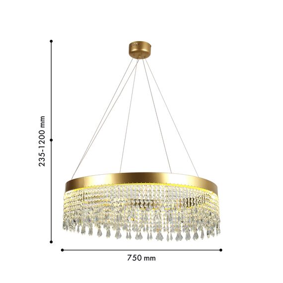 Favourite 4479-7P, подвесная люстра, D750xH235/1200, LEDx25W, 2200LM, 3000K, included, remote control, изображение 2