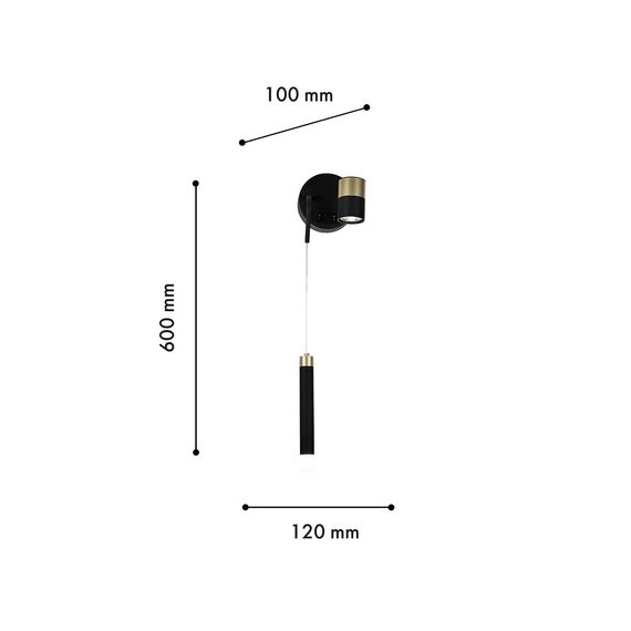 F-Promo 4175-2W, настенный светильник, D100xW120xH600, 1xGU10LEDx10W, excluded + LEDx3W, 135LM, 4000K, included, switch, изображение 3