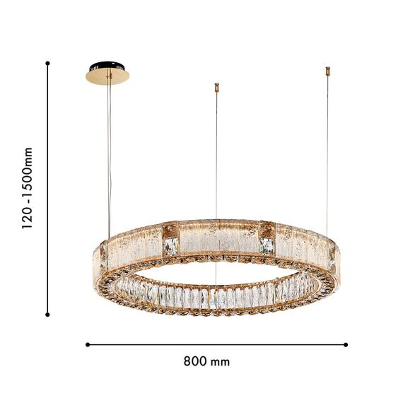 Favourite 4204-8P, подвесная люстра, D800xH120/1500, LEDx80W, 8000LM, 3000K, included, изображение 3