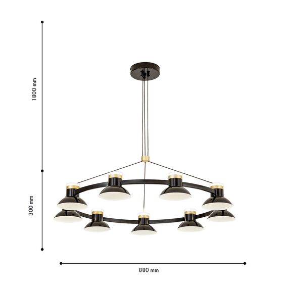 Favourite 4516-9P, подвесная люстра, D880xH300/1800, 9xLEDx10W, 7200LM, 4000K, included, изображение 2
