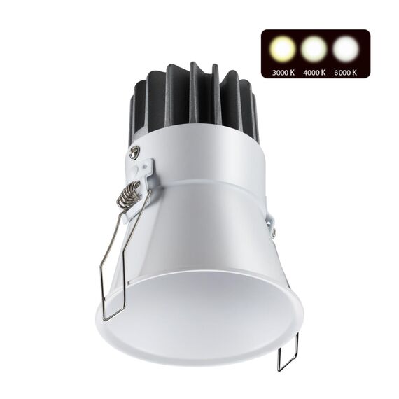 NOVOTECH 358908 SPOT NT22 268 белый Встраиваемый светодиодный светильник с переключателем цветовой температуры IP20 LED 3000К\4000К\6000К 12W 220V LANG