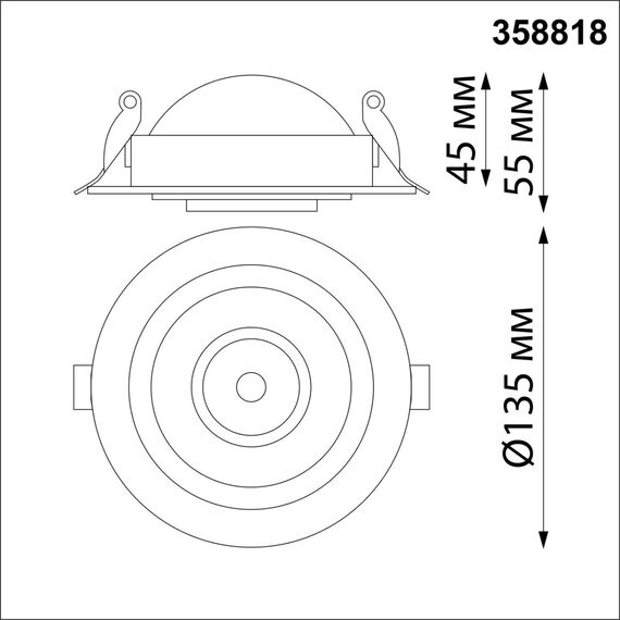 NOVOTECH 358818 SPOT NT21 278 черный Светильник встраиваемый светодиодный IP20 LED 18W 1600Лм 4000K 220V GESSO, изображение 2
