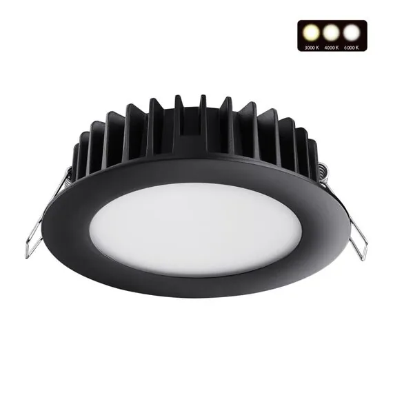 NOVOTECH 358951 SPOT NT22 270 черный Встраиваемый светодиодный светильник с переключателем цветовой температуры IP20 LED 3000К\4000К\6000К 15W 220V LANTE