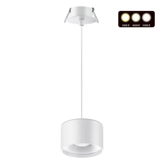 NOVOTECH 358964 SPOT NT22 272 белый Светильник встраиваемый с переключ. цв. температуры, провод 2м IP20 LED 3000К\4000К\6000К 12W вниз + 3W вверх 110-265V GIRO