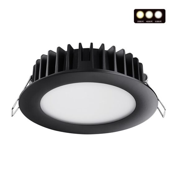 NOVOTECH 358951 SPOT NT22 270 черный Встраиваемый светодиодный светильник с переключателем цветовой температуры IP20 LED 3000К\4000К\6000К 15W 220V LANTE