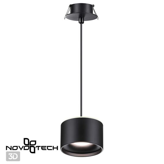 NOVOTECH 358965 SPOT NT22 272 черный Светильник встраиваемый с переключ. цв. температуры, провод 2м IP20 LED 3000К\4000К\6000К 12W вниз + 3W вверх 110-265V GIR, изображение 5