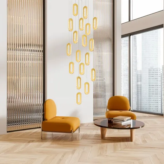 ST LUCE SL6506.203.18 Светильник подвесной ST-Luce Золотистый/Золотистый, Прозрачный LED 18*9W 3000K, изображение 3