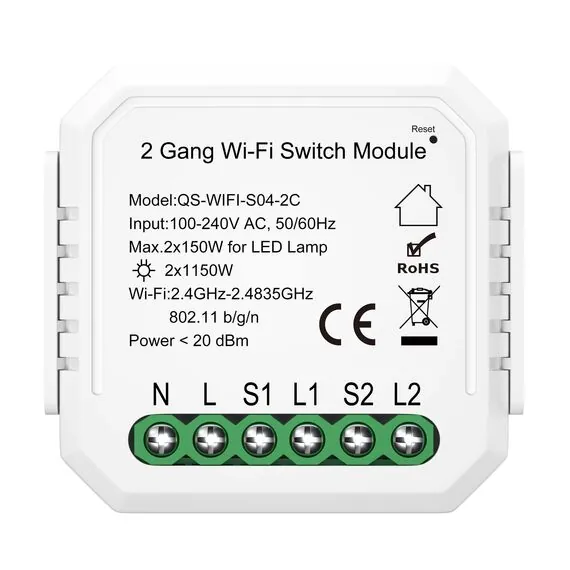 ST LUCE ST9000.500.02C WI-FI реле 2 канала, 2x150W,IP20, L46xW46xH18,230V, Белый, изображение 3