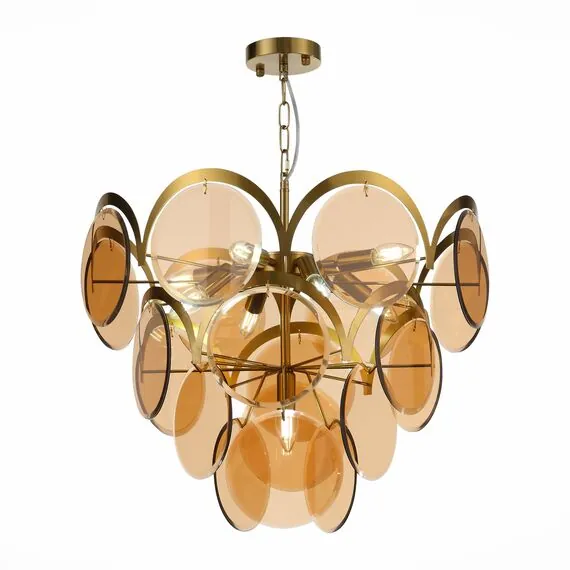 ST LUCE SL1161.333.09 Люстра подвесная ST-Luce Латунь/Янтарный E14 9*60W