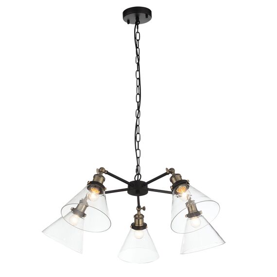ST LUCE SL237.413.05 Люстра подвесная ST-Luce Черный, Матовое золото/Прозрачный E27 5*60W