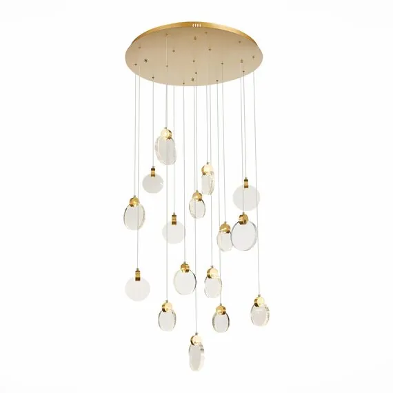 ST LUCE SL6104.203.16 Светильник подвесной ST-Luce Золотистый/Прозрачный,С пузырьками воздуха LED 16*3W 3000