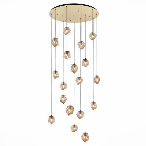 ST LUCE SL1175.303.18 Светильник подвесной ST-Luce Латунь/Янтарный E14 18*40W