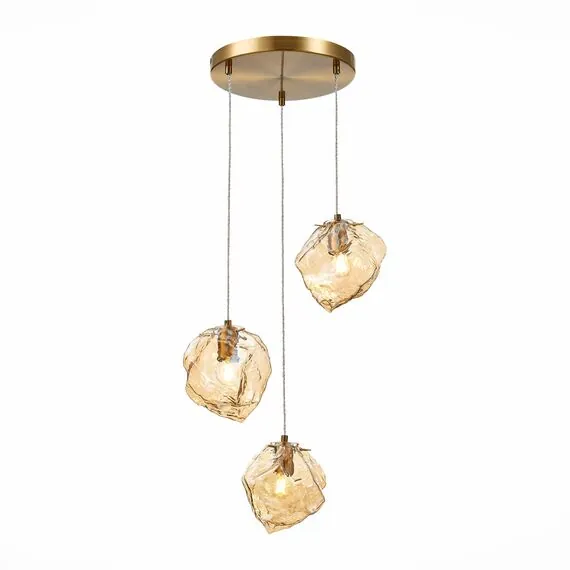ST LUCE SL1175.303.03 Светильник подвесной ST-Luce Латунь/Янтарный E14 3*40W