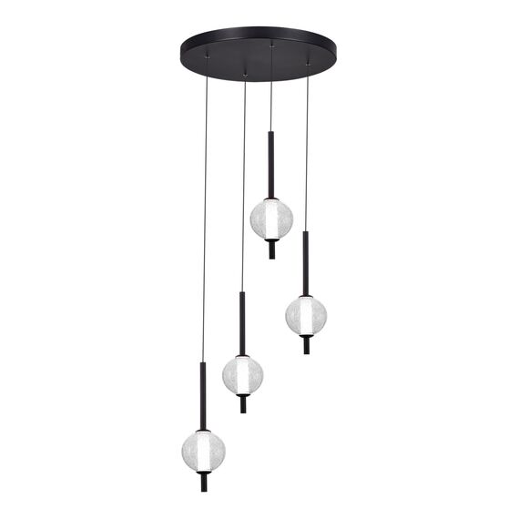 ST LUCE SL6120.403.04 Светильник подвесной ST-Luce Черный/Прозрачное кракелированное стекло LED 4*8,5W 3000K