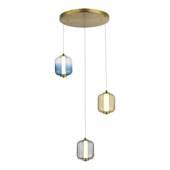 ST LUCE SL1193.303.03 Светильник подвесной ST-Luce Латунь/Янтарный,Дымчатый,Голубой LED 3*11,2W 3000K
