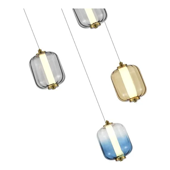ST LUCE SL1193.303.05 Светильник подвесной ST-Luce Латунь/Янтарный,Дымчатый,Голубой LED 5*10W 3000K, изображение 2
