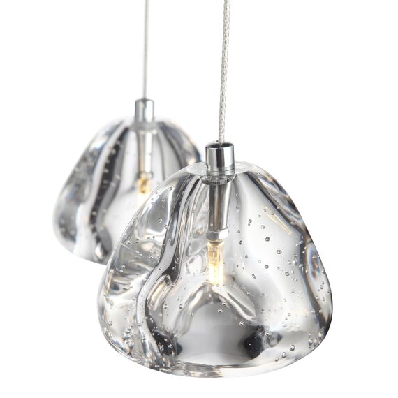 ST LUCE SL6017.101.03 Светильник подвесной ST-Luce Хром/Прозрачный с пузырьками воздуха LED 3*3W 3000K, изображение 2