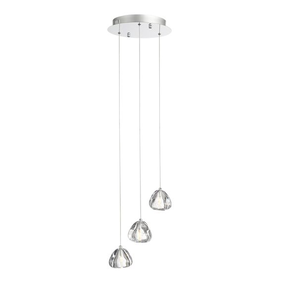 ST LUCE SL6017.101.03 Светильник подвесной ST-Luce Хром/Прозрачный с пузырьками воздуха LED 3*3W 3000K, изображение 3