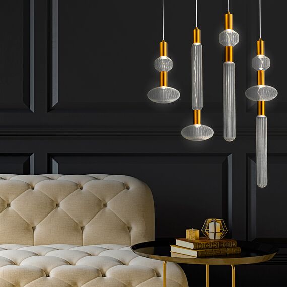 ST LUCE SL6117.203.02 Светильник подвесной ST-Luce Латунь/Золотой, Прозрачный LED 2*3W 3000K, изображение 3