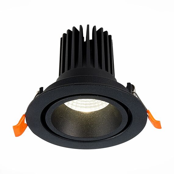 ST LUCE ST705.438.10 Светильник встраиваемый. Черный LED 1*10W 3000K 750Lm Ra>90 38° IP20 D102xH85 170-240V